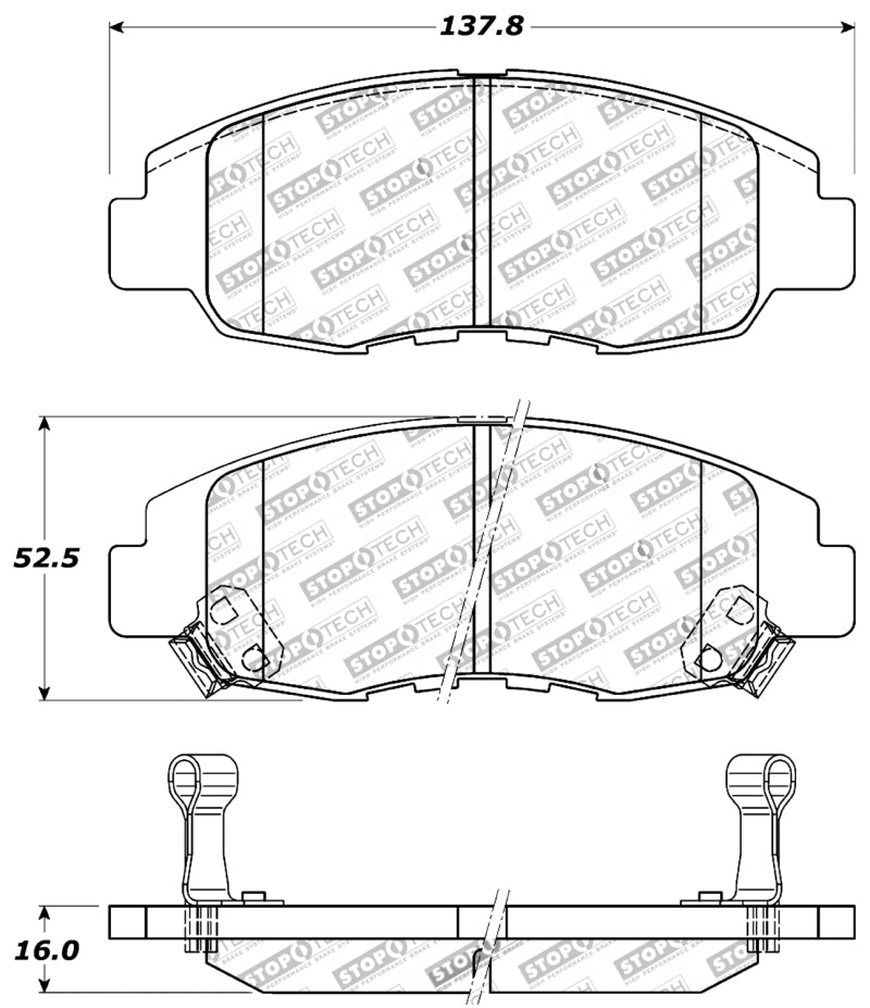 Stoptech 309.07640 StopTech Performance 98-02 Honda Accord Coupe/Sedan 4cyl Rear Drum/Disc Front Brake Pads