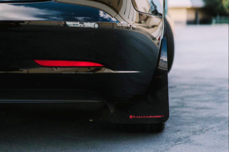 Rally Armor MF62-UR-BLK/DGRY 17-23 Tesla Model 3 Black UR Mud Flap w/Dark Grey Logo
