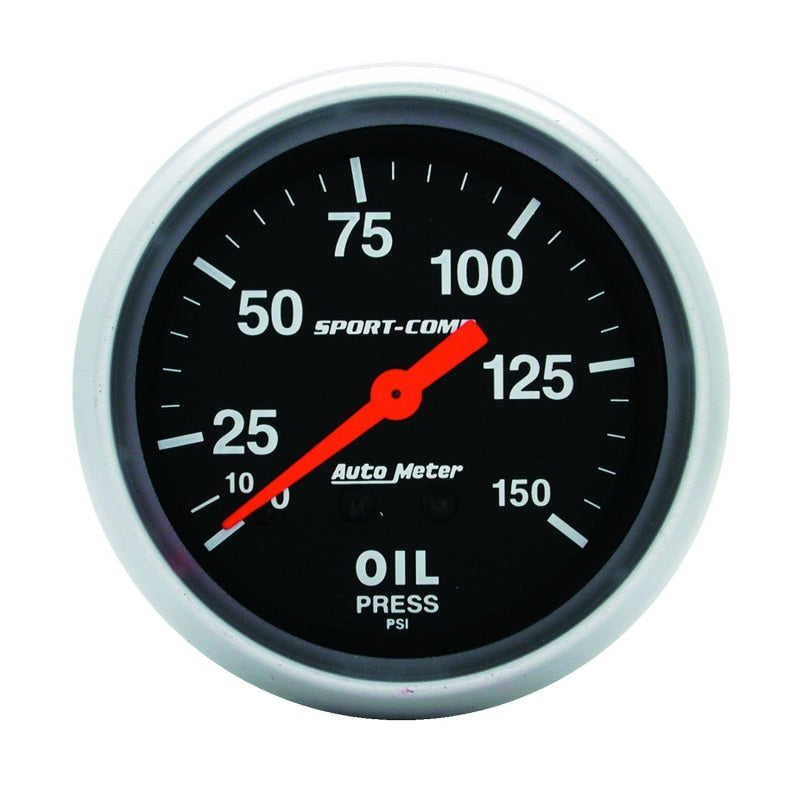 AutoMeter 3423 Gauge Oil Pressure 2-5/8in. 150PSI Mechanical Sport-Comp