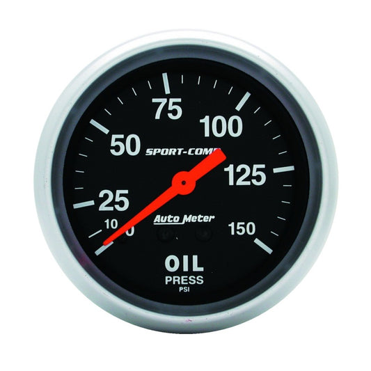 AutoMeter 3423 Gauge Oil Pressure 2-5/8in. 150PSI Mechanical Sport-Comp