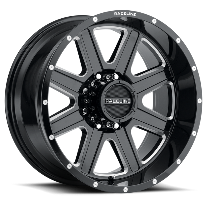 Raceline 940M-22281-44 940M Hostage 22x12in / 8x170 BP / -44mm Offset / 125.2mm Bore - Black & Milled Wheel