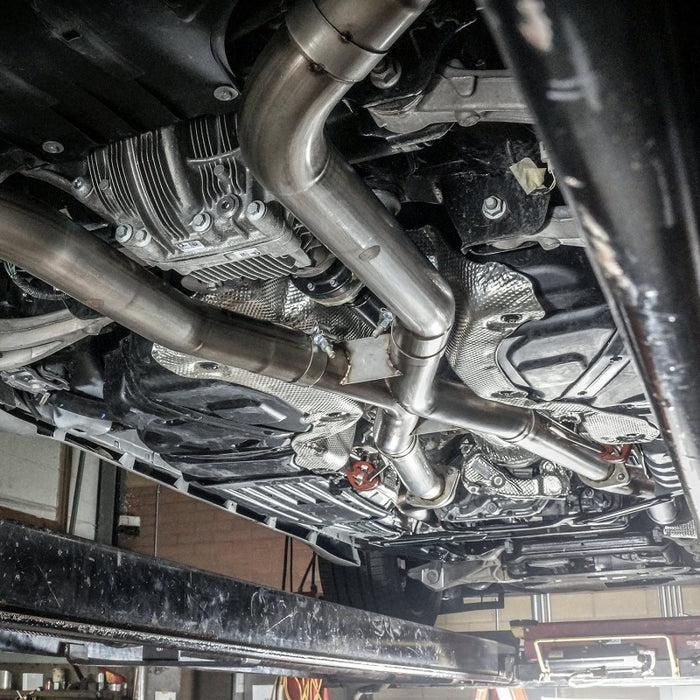 Stainless Works JEEP1862CB-S 2018 Jeep TrackHawk 6.2L 3in Catback System X-Pipe Turbo S-Tube Muffler Stock Exit
