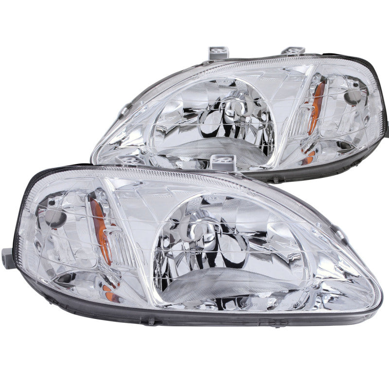 ANZO 121179 1999-2000 Honda Civic Crystal Headlights Chrome