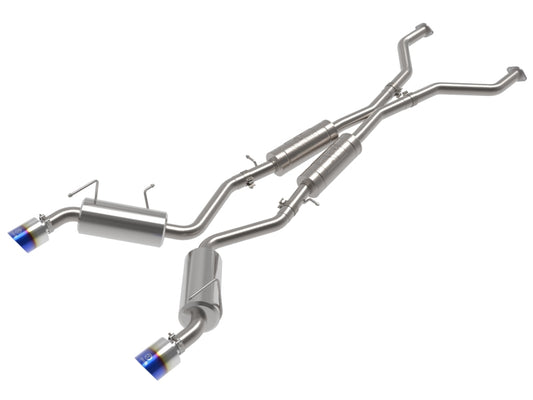 aFe 49-36139-L Takeda 09-20 Nissan 370z 2-1/2 IN 304 Stainless Steel Cat-Back Exhaust System w/ Blue Flame Tip