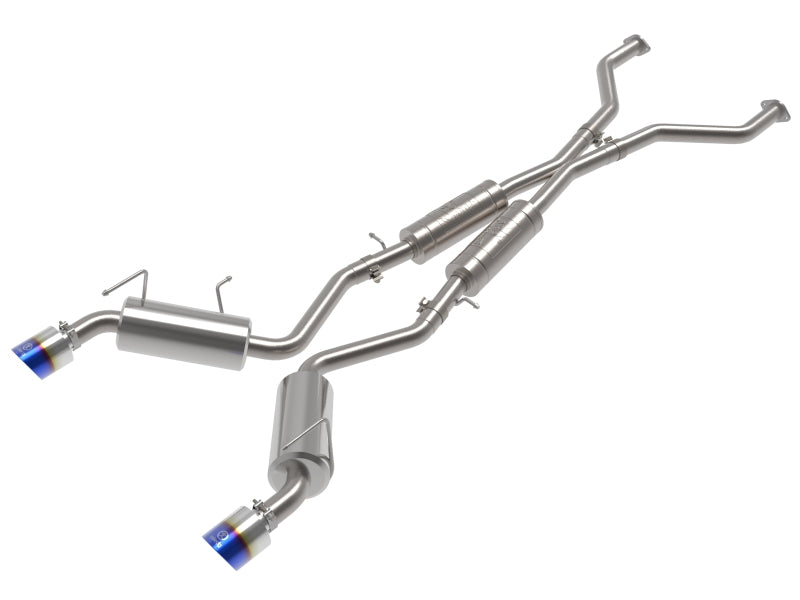 aFe 49-36139-L Takeda 09-20 Nissan 370z 2-1/2 IN 304 Stainless Steel Cat-Back Exhaust System w/ Blue Flame Tip