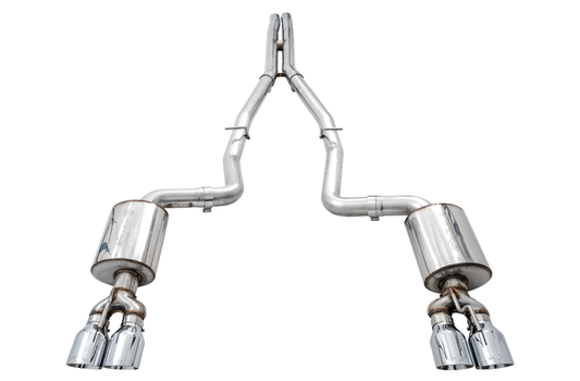 AWE Tuning 3020-42074 2015+ Dodge Challenger 6.4L/6.2L Non-Resonated Touring Edition Exhaust - Quad Silver Tips