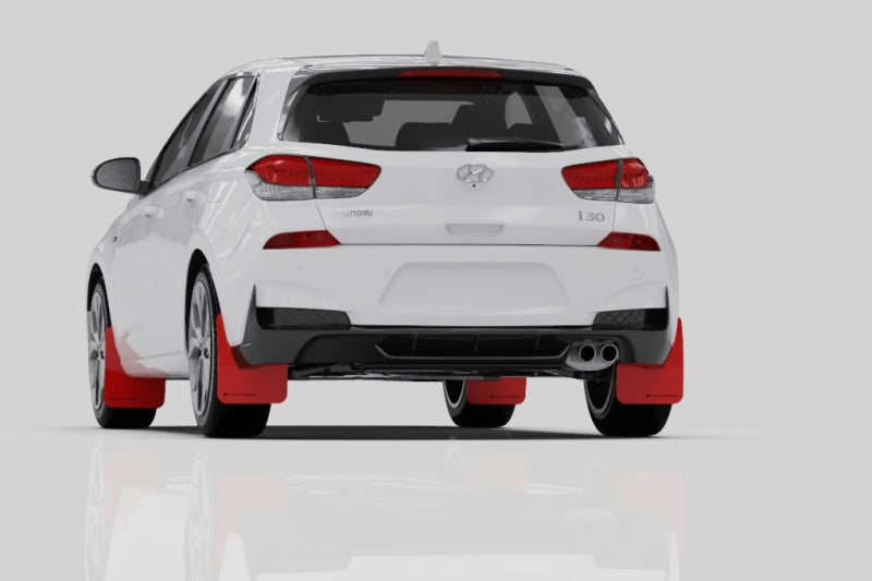 Rally Armor MF59-UR-BLK/WH 19-21 Hyundai Elantra GT N Line/i30 Black UR Mud Flap w/White Logo