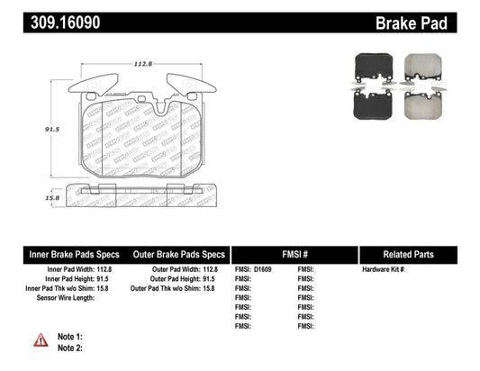 Stoptech 309.16090 StopTech Performance Brake Pads