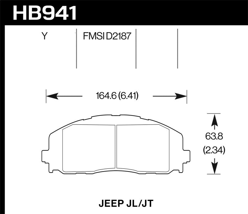 Hawk Performance HB941Y.712 Hawk 2018 Jeep Wrangler Rubicon LTS Street Front Brake Pads
