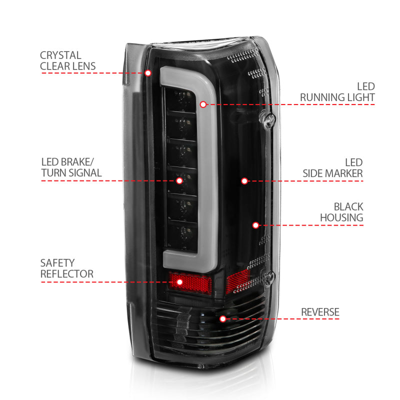ANZO 311350 1987-1996 Ford F-150 LED Taillights Black Housing Clear Lens (Pair)