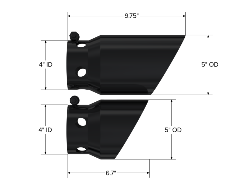 MBRP T5111BLK 2008+ Ford F250/350/450 6.4 L 4 inlet 5 Tip Cover Set - 6.75in and 9.75in Length - Black