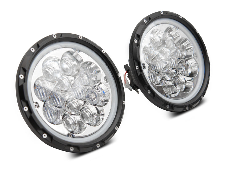 Raxiom J108047 97-18 Jeep Wrangler TJ/JK Axial Spider LED Headlight w/ Amber DRL- Chrome Hsng (Clear Lens)