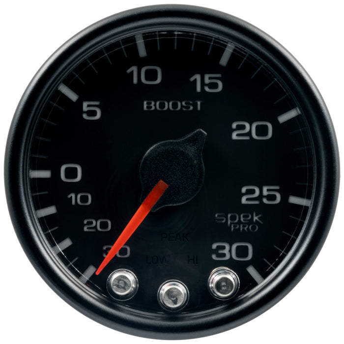 AutoMeter P30232 Autometer Spek-Pro Gauge Vac/Boost 2 1/16in 30Inhg-30psi Stepper Motor W/Peak & Warn Black/Black