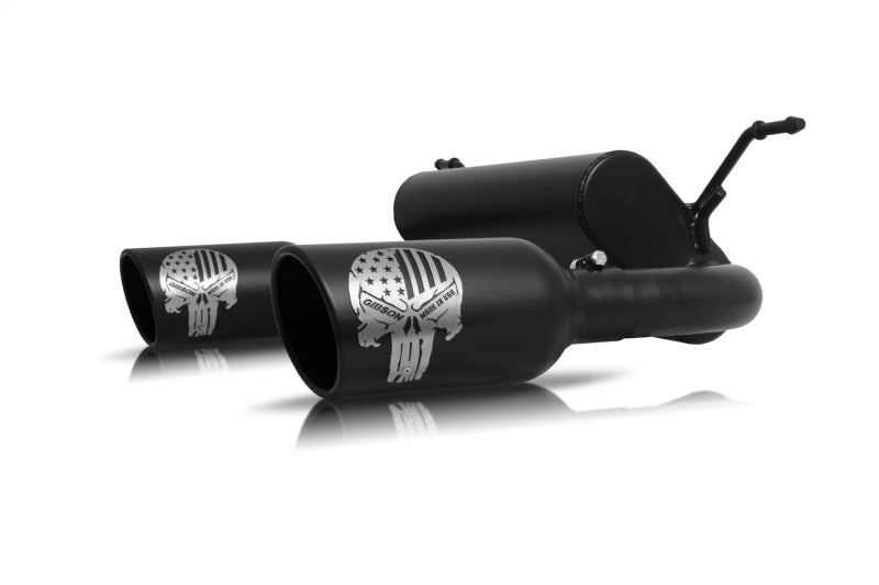 Gibson 76-0038 18-22 Jeep Wrangler Sport 3.6L 2.5in Patriot Skull Series Cat-Back Dual Exhaust - Blk Ceramic