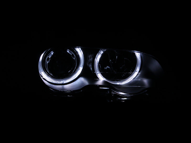 ANZO 121269 2000-2003 BMW 3 Series E46 Projector Headlights w/ Halo Black