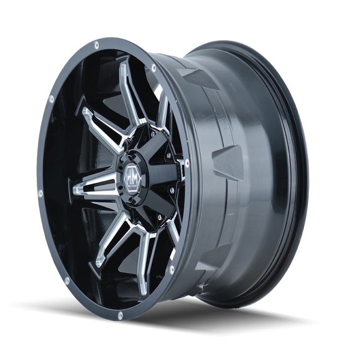 Mayhem 8090-8937M18 8090 Rampage 18x9 / 6x135 BP / 18mm Offset / 106mm Hub Black w/ Milled Spokes Wheel