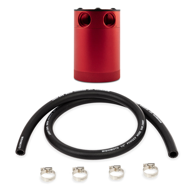Mishimoto MMBCC-CBTWO-RD Compact Baffled Oil Catch Can - 2-Port - Red