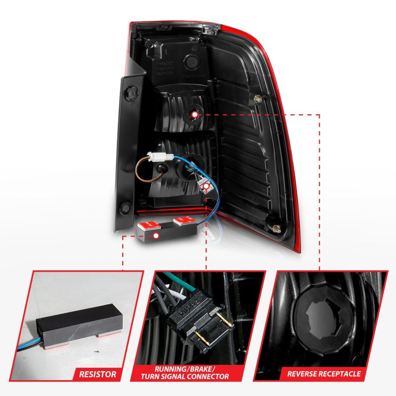 ANZO 311410 07-17 For Expedition LED Taillights w/ Light Bar Chrome Housing Red/Clear Lens