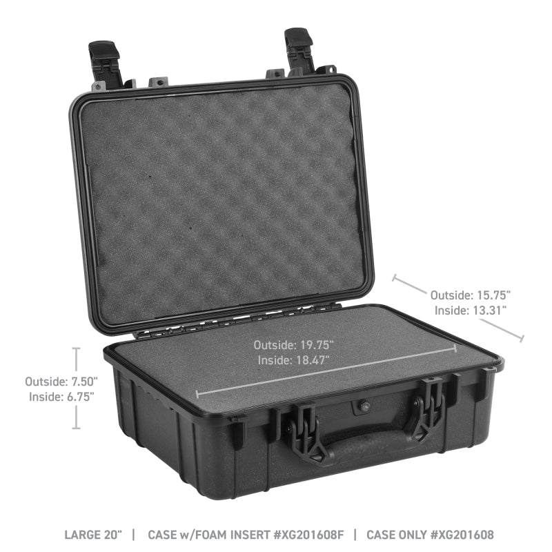 Go Rhino XG201608F XVenture Gear Hard Case w/Foam - Large 20in. / Lockable / IP67 - Tex. Black