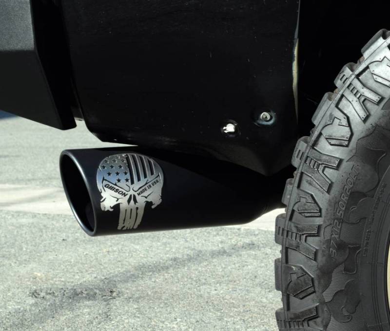 Gibson 76-0029 14-15 GMC Sierra 1500 SLT 5.3L 4in Patriot Skull Series Cat-Back Single Exhaust - Stainless