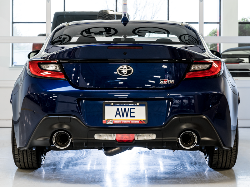 AWE Tuning 3015-32486 AWE Subaru BRZ/ Toyota GR86/ Toyota 86 Touring Edition Cat-Back Exhaust- Chrome Silver Tips