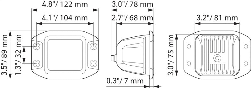 Hella 358176831 Universal Black Magic 3.2in L.E.D. Cube Kit - Flood Beam (Flush Mount)