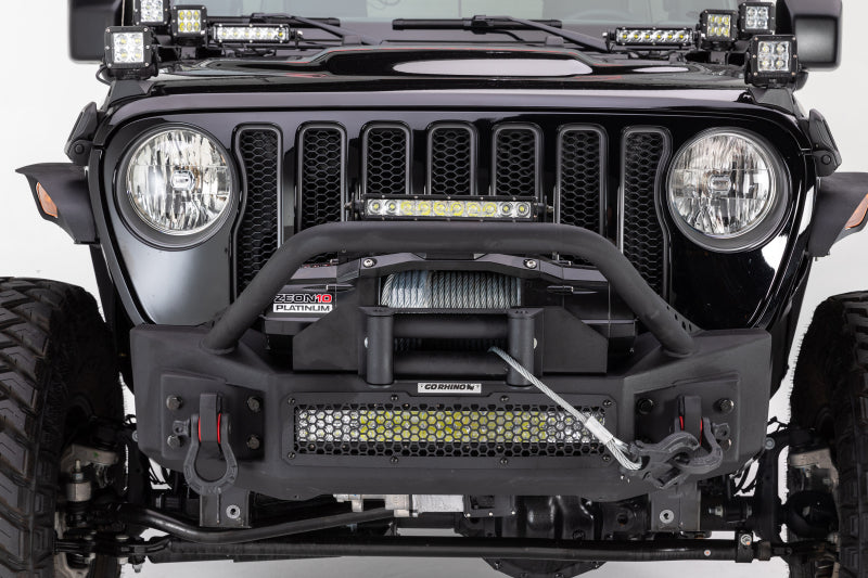 Go Rhino 331101T 07-20 Jeep Wrangler JL/JLU/JK/JKU/Gladiator JT Rockline Front Stubby Bumper w/ Overrider