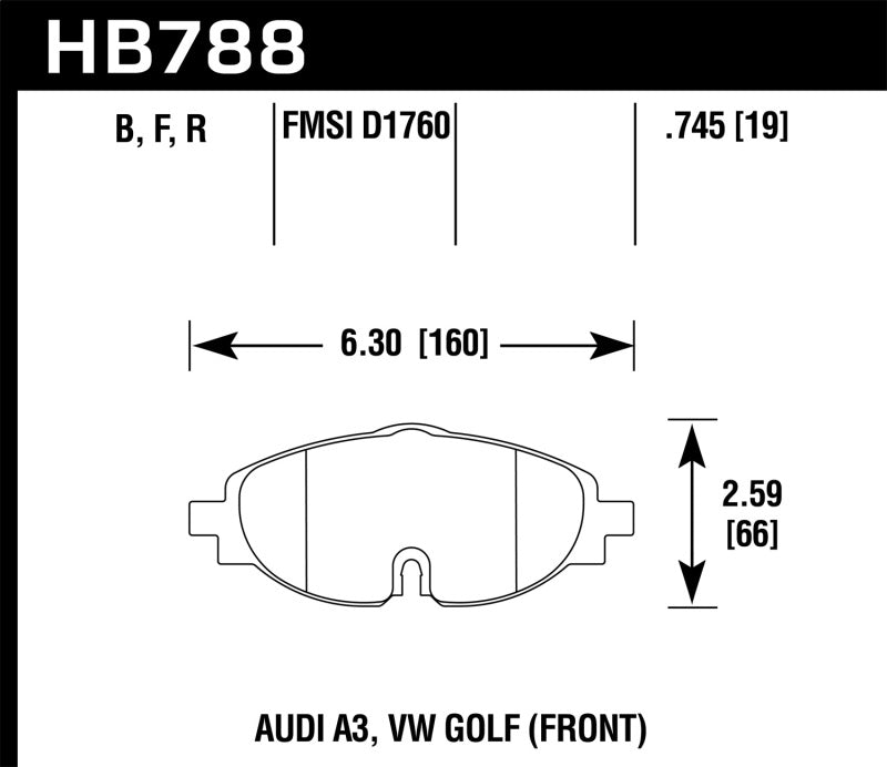 Hawk Performance HB788Z.745 Hawk 15-17 VW Golf / Audi A3/A3 Quattro Performance Ceramic Street Front Brake Pads