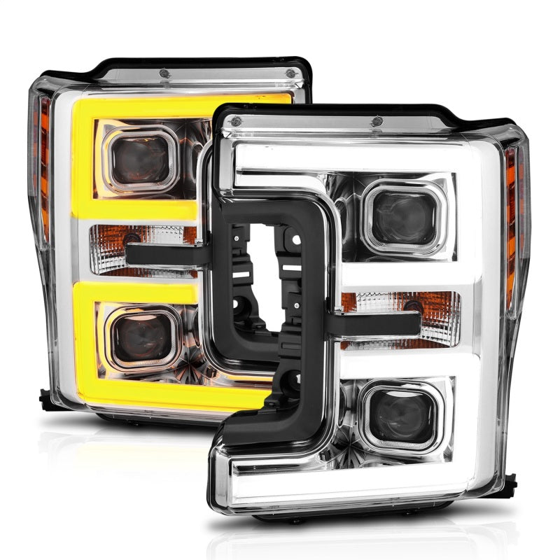ANZO 111389 LED Headlights 17-18 Ford F-250 Super Duty Plank-Style L.E.D. Headlight Chrome (Pair)