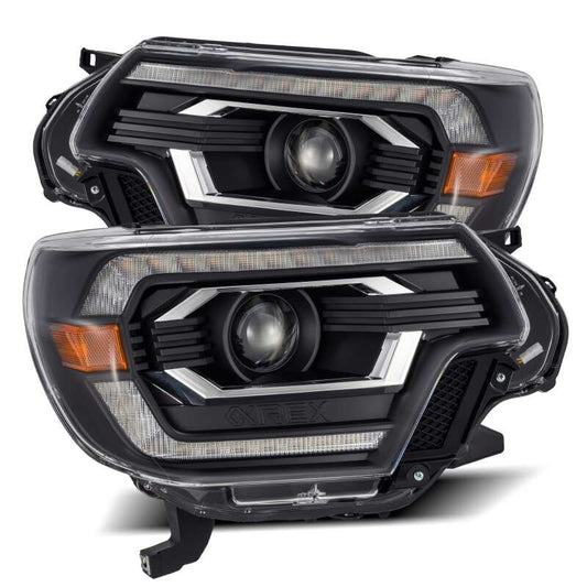 AlphaRex 880751 12-15 Toyota Tacoma LUXX LED Projector Headlights Plank Style Black w/DRL