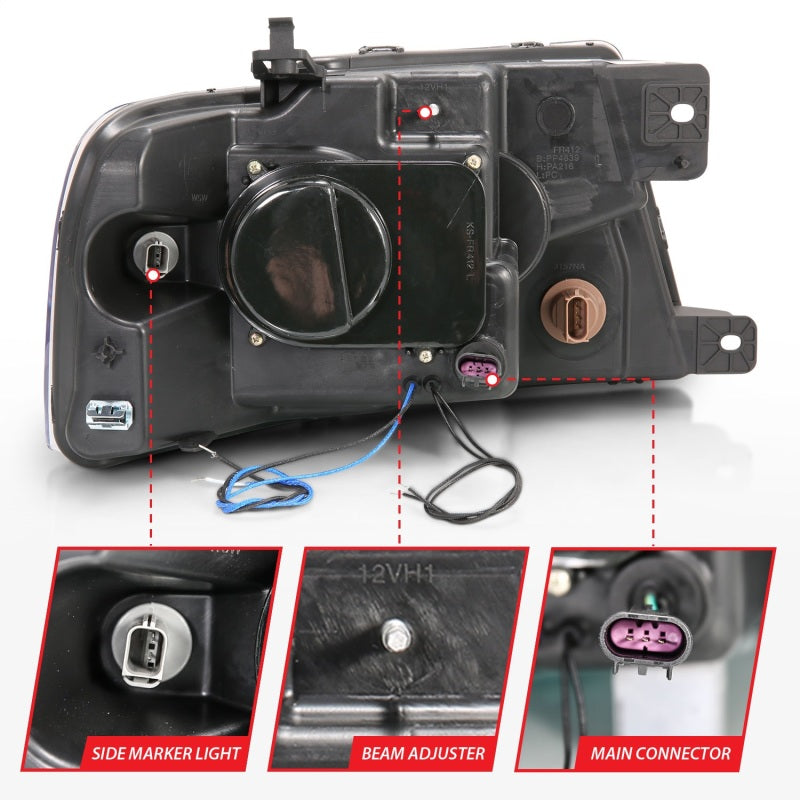 ANZO 111028 2004-2008 Ford F-150 Projector Headlights w/ Halo and LED Black