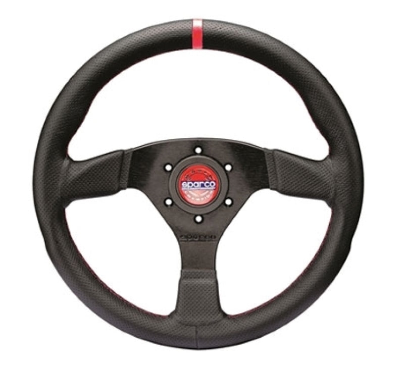SPARCO 015R383PLUNRS Sparco Steering Wheel R383 Champion Black Leather / Red Stitching