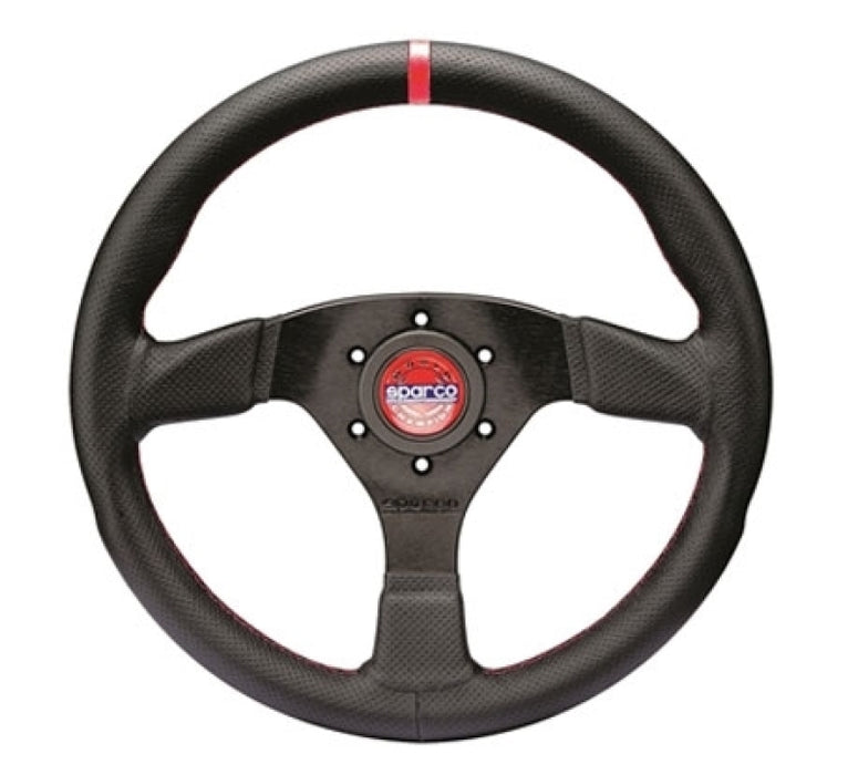SPARCO 015R383PLUNRS Sparco Steering Wheel R383 Champion Black Leather / Red Stitching
