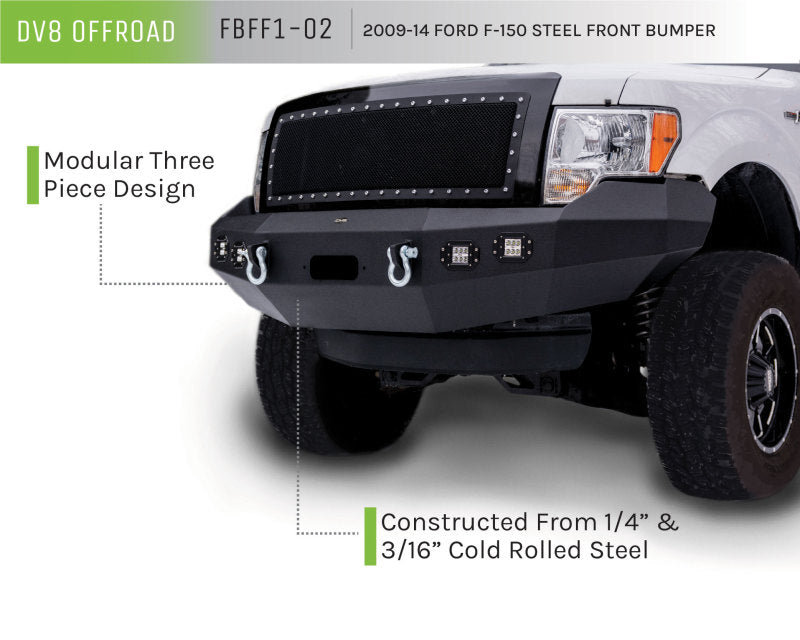 DV8 Offroad FBFF1-02 09-14 Ford F-150 Winch Ready Front Bumper
