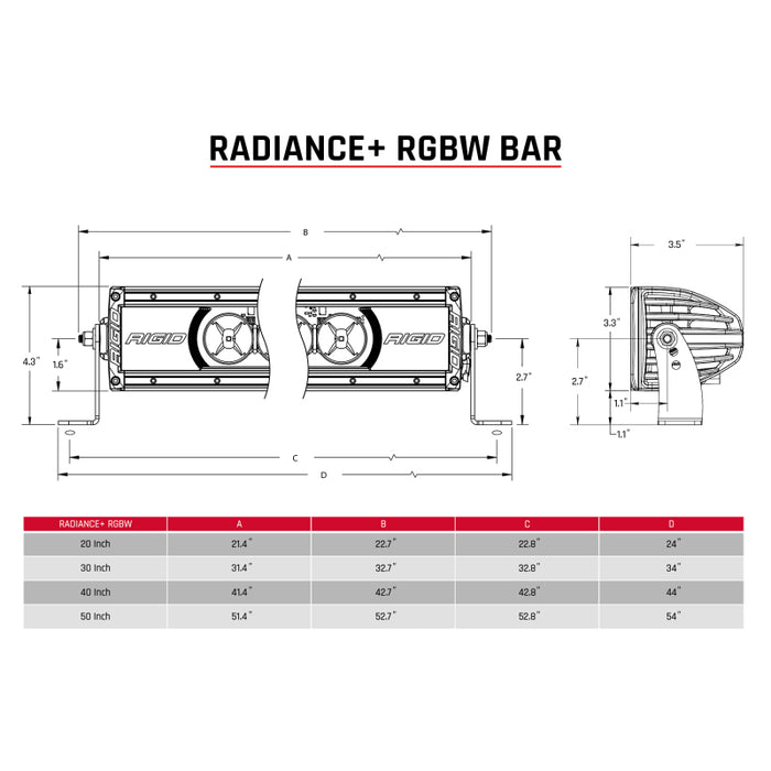 Rigid Industries 230053 Radiance+ 30in. RGBW Light Bar