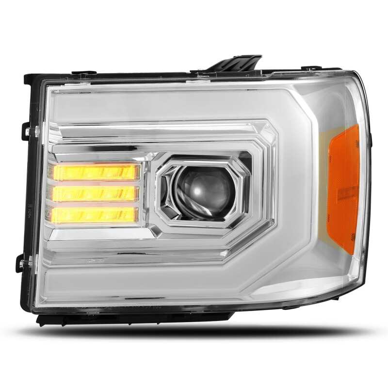 AlphaRex 880605 07-13 GMC 1500HD PRO-Series Proj Headlights Plank Style Gloss Blk w/Activ Light/Seq Signal