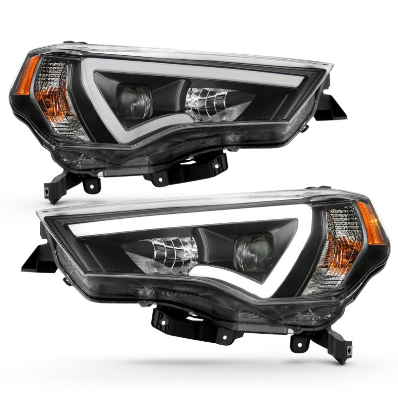 ANZO 111416 14-18 Toyota 4 Runner Plank Style Projector Headlights Black w/ Amber