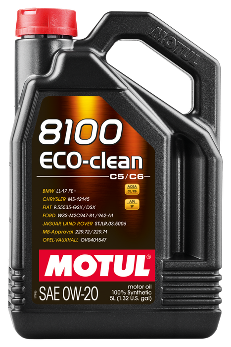 Motul 108862 5L Synthetic Engine Oil 8100 0W20 Eco-Clean