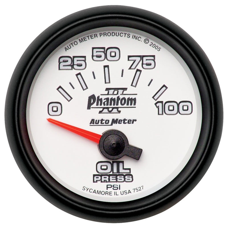 AutoMeter 7527 Autometer Phantom II 52mm Short Sweep Electronic 0-100psi Oil Pressure Gauge