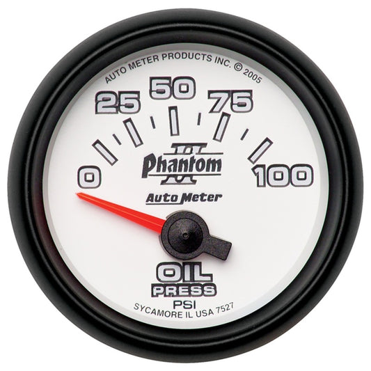 AutoMeter 7527 Autometer Phantom II 52mm Short Sweep Electronic 0-100psi Oil Pressure Gauge
