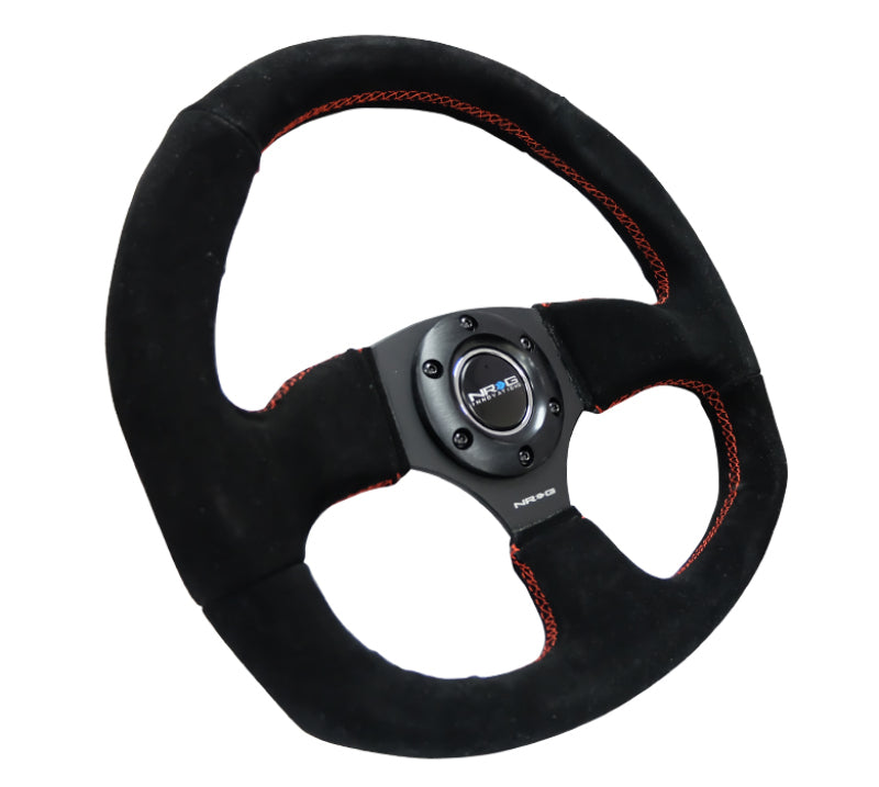 NRG RST-009S-RS Reinforced Steering Wheel (320mm Horizontal / 330mm Vertical) Suede w/Red Stitch