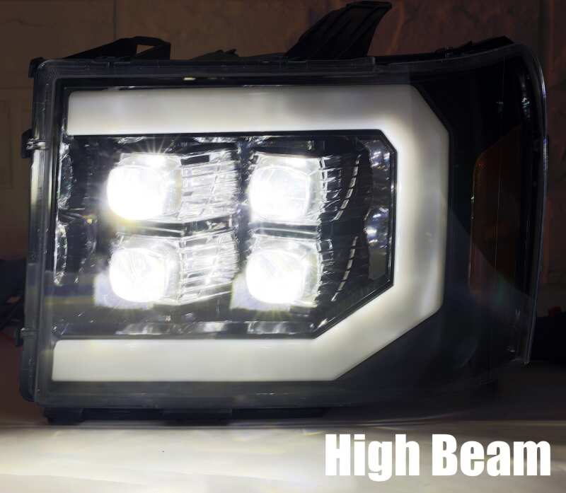AlphaRex 880608 07-13 GMC 1500HD NOVA LED Proj Headlights Plank - Jet Black w/Activ Light/Seq Signal/DRL