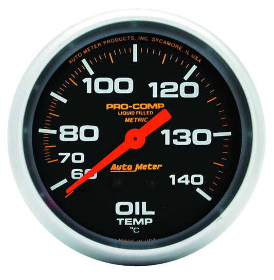 AutoMeter 5441 Autometer Liquid Filled Mechanical 66.7mm 140-280 deg F Oil Termperature Gauge Includes 6 ft Tubing