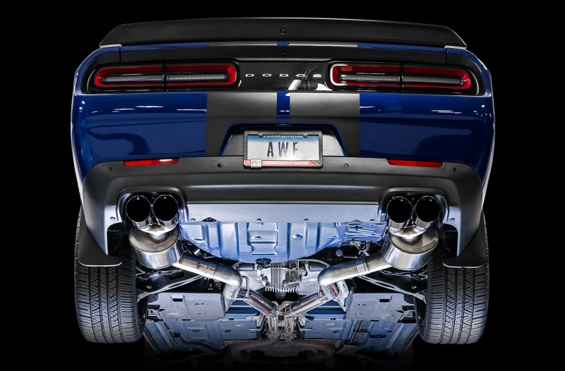 AWE Tuning 3020-43082 2015+ Dodge Challenger 6.4L/6.2L Non-Resonated Touring Edition Exhaust - Quad Black Tips