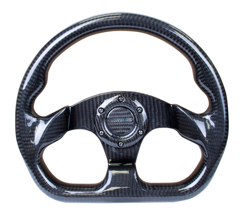 NRG ST-009CF/BK Carbon Fiber Steering Wheel (320mm) Flat Bottom w/Shiny Black Carbon