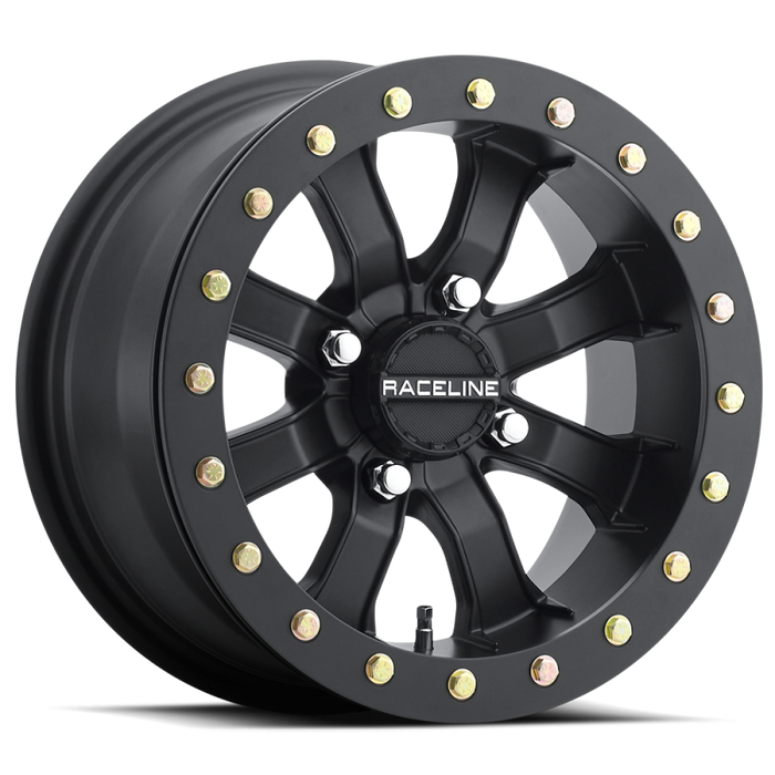 Raceline A71B-47056-43 A71B Mamba 14x7in / 4x156 BP / 5mm Offset / 132.5mm Bore - Satin Black Beadlock Wheel