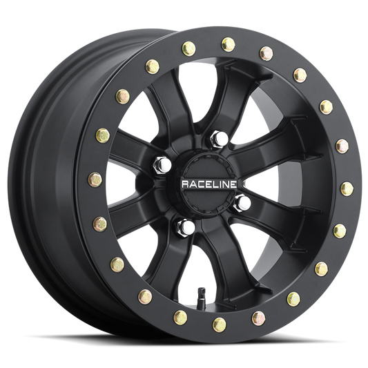Raceline A71B-57056-00 A71B Mamba 15x7in / 4x156 BP / 0mm Offset / 132.5mm Bore - Satin Black Beadlock Wheel