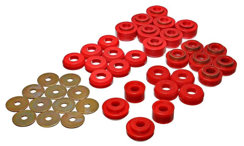 Energy Suspension 3.4136R Chevrolet 4 door Red Body Mounts (Recommended for Police/Taxi/Race)