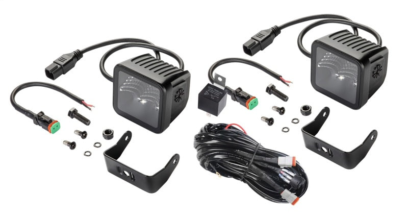 Hella 358176811 Universal Black Magic 3.2in L.E.D. Cube Kit - Flood Beam