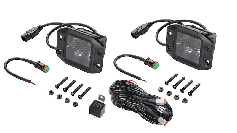 Hella 358176831 Universal Black Magic 3.2in L.E.D. Cube Kit - Flood Beam (Flush Mount)